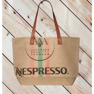 NWOB Nespresso Sustainable Quality Program Large Jute Tote Bag 19" x 14"